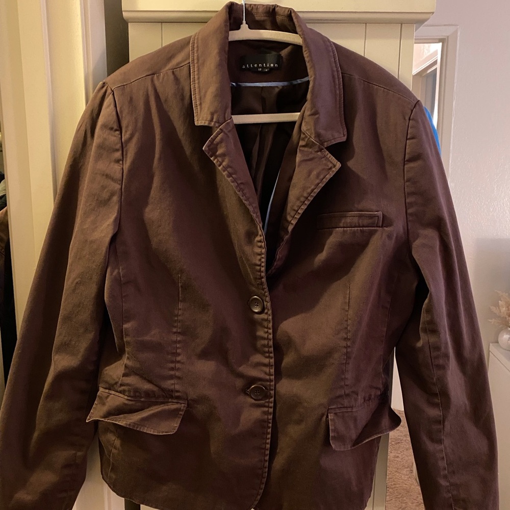 Attention Brown Blazer Structured Suit Jacket